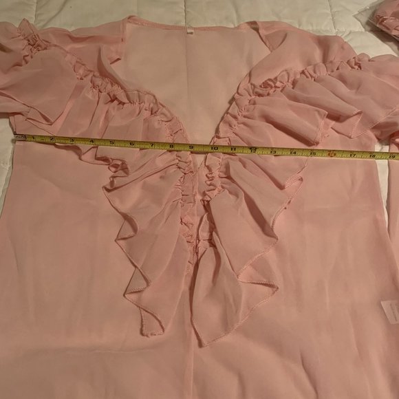 Soft Pink Ruffle Blouse - Semi Sheer - Picture 5 of 7